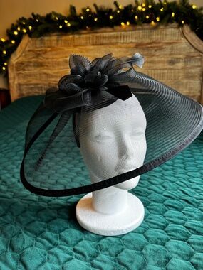 Black Mesh Fascinator Hat with Headband